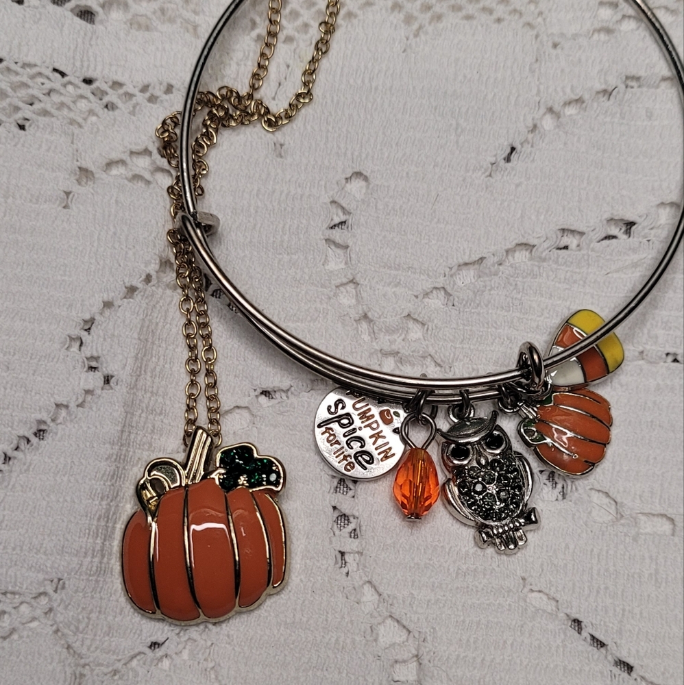 Pumpkin necklace and bracelet set